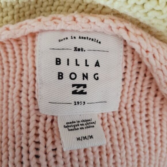 BILLABONG Seeing Stripes Sweater Crop Pink Lemongrass Sz M - Picture 11 of 15